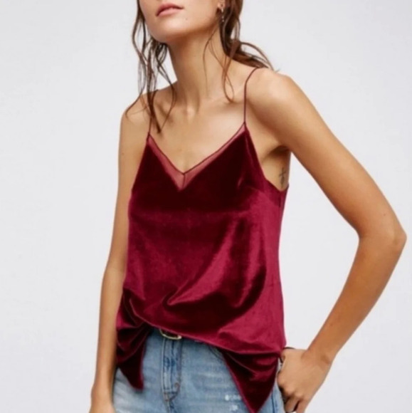 Free People intimately red velvet top - Picture 1 of 9